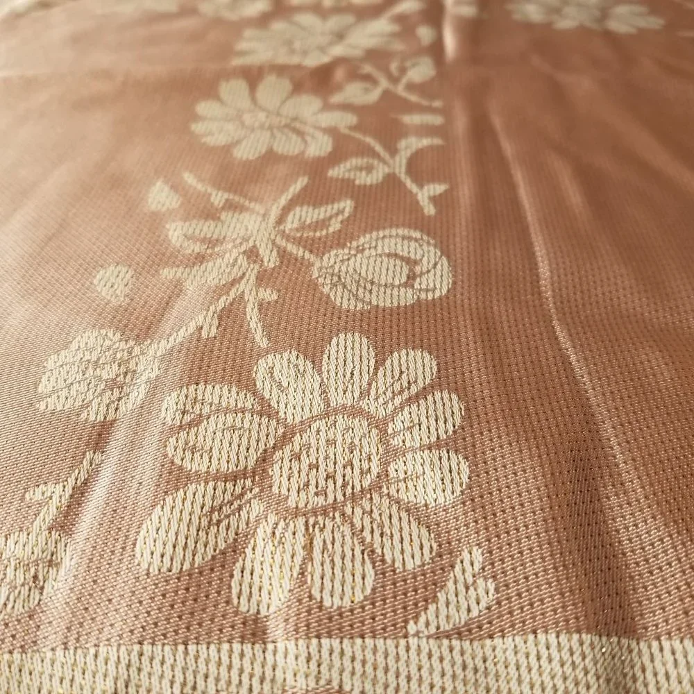 Pink Silver Floral Rectangle Tablecloth Linen Cloth Cover 82